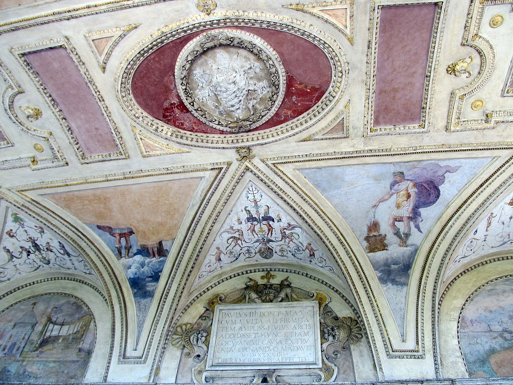 Perin del Vaga - Appartamento Borgia, Città del Vaticano, Sala dei Pontefici, volta con affreschi di Giovanni da Udine e Pierin del Vaga 2